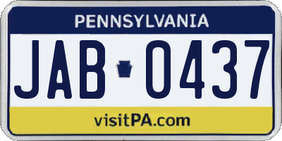 PA license plate JAB0437