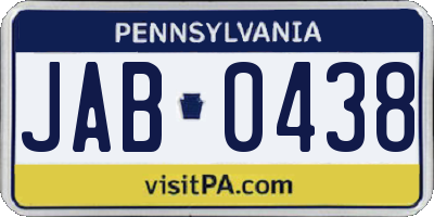 PA license plate JAB0438