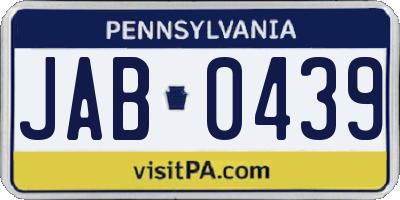 PA license plate JAB0439