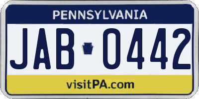 PA license plate JAB0442