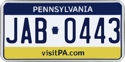 PA license plate JAB0443