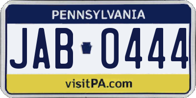 PA license plate JAB0444