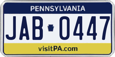 PA license plate JAB0447