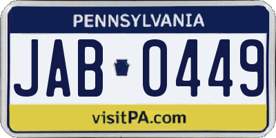 PA license plate JAB0449