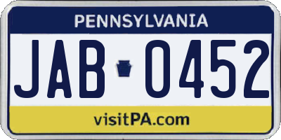 PA license plate JAB0452