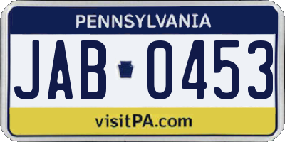 PA license plate JAB0453