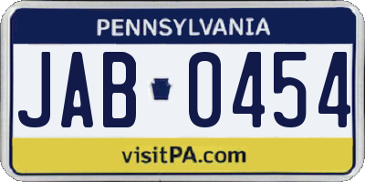 PA license plate JAB0454