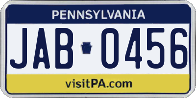 PA license plate JAB0456