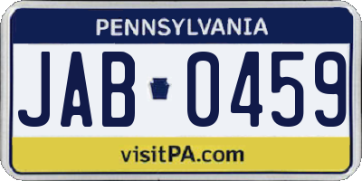 PA license plate JAB0459