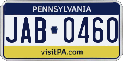 PA license plate JAB0460