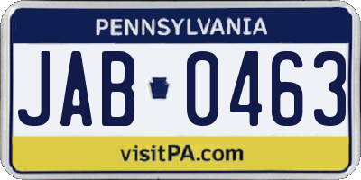 PA license plate JAB0463