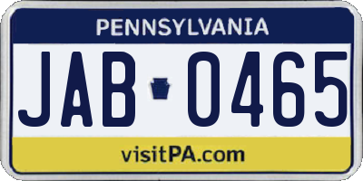 PA license plate JAB0465