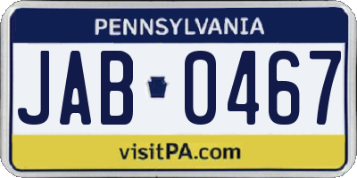 PA license plate JAB0467