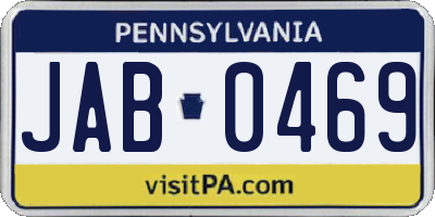 PA license plate JAB0469