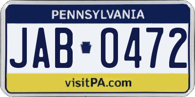 PA license plate JAB0472