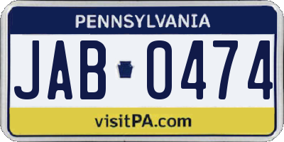 PA license plate JAB0474