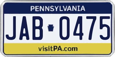 PA license plate JAB0475