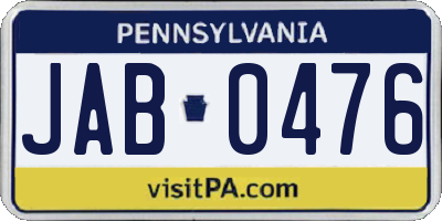 PA license plate JAB0476