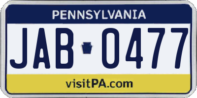 PA license plate JAB0477