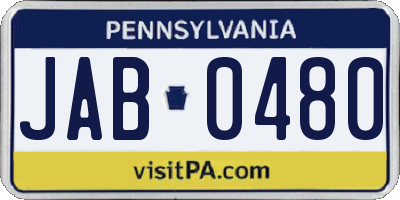 PA license plate JAB0480