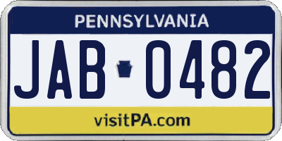 PA license plate JAB0482