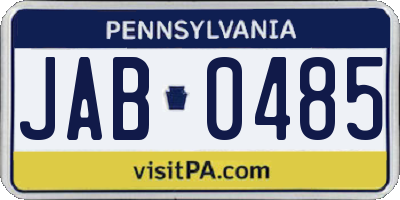 PA license plate JAB0485