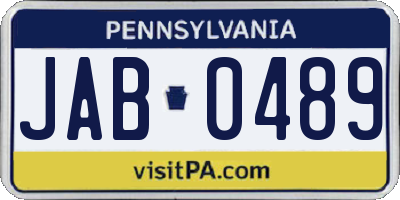 PA license plate JAB0489