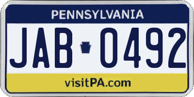 PA license plate JAB0492