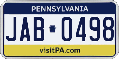 PA license plate JAB0498