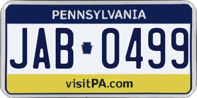 PA license plate JAB0499