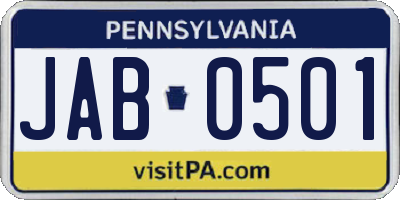 PA license plate JAB0501