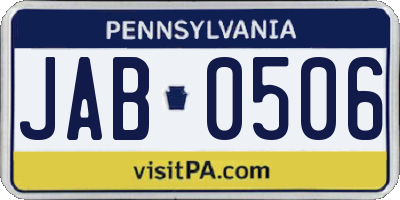 PA license plate JAB0506