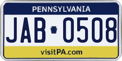 PA license plate JAB0508