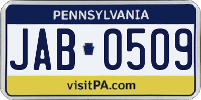 PA license plate JAB0509