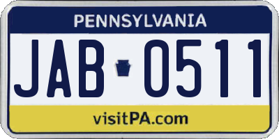 PA license plate JAB0511