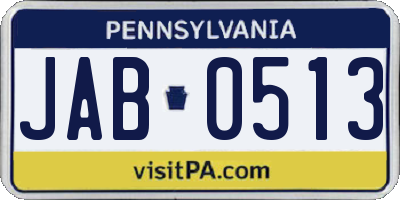 PA license plate JAB0513