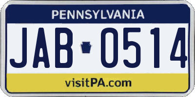 PA license plate JAB0514