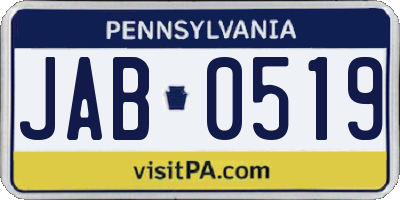 PA license plate JAB0519