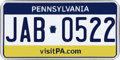 PA license plate JAB0522