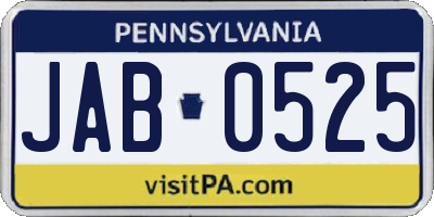PA license plate JAB0525