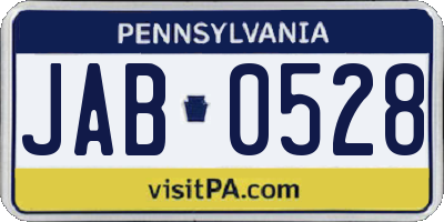 PA license plate JAB0528