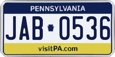 PA license plate JAB0536