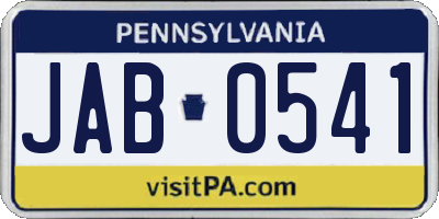 PA license plate JAB0541