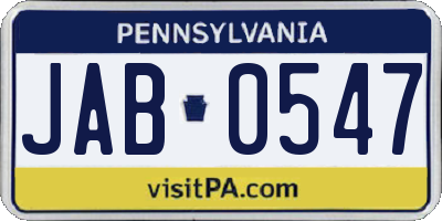 PA license plate JAB0547