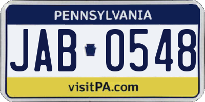 PA license plate JAB0548