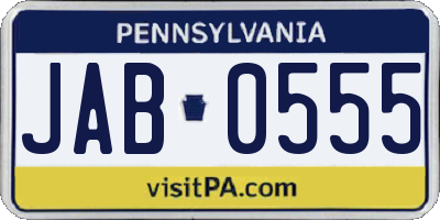 PA license plate JAB0555