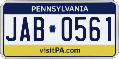 PA license plate JAB0561