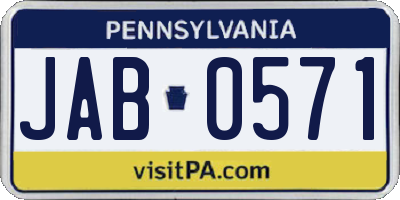 PA license plate JAB0571