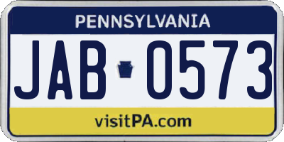 PA license plate JAB0573