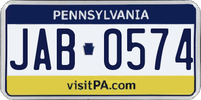 PA license plate JAB0574